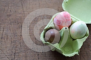 Chocolate Egg and Hand Painted Egg in Egg Package