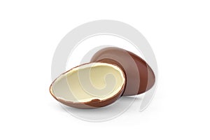 Chocolate egg isolated on white background.