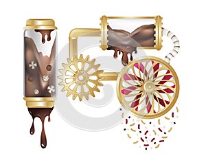 Chocolate factory elements of mechanisms and candies 3