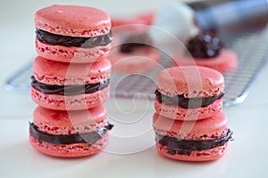 Chocolate filled macarons