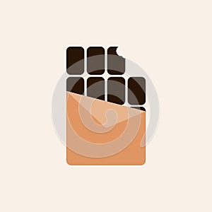 Chocolate flat design illustration icon. Simple sweet food icon