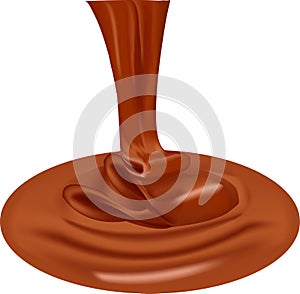 Chocolate flow. Vector illustration of melting chocolate. Chocolate drop.