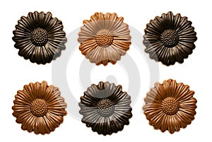 Chocolate flowers isolated on white