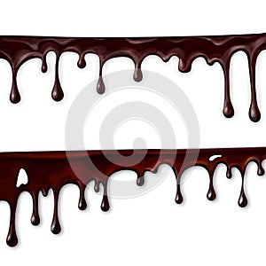 chocolate flowing, in motion, drops of chocolate drip,