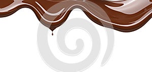 Chocolate flows down on a white background.