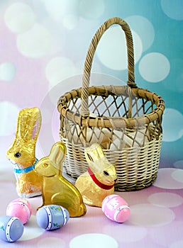 Chocolate foiled wrapped bunnies for easter