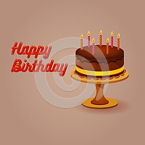 Chocolate Fondant Birthday Cake with Red Piped Lettering photo