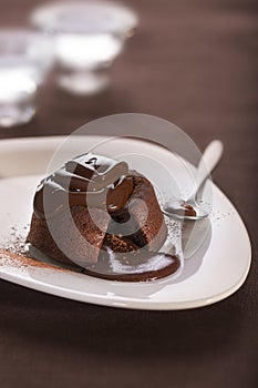 Chocolate fondant lava cake photo