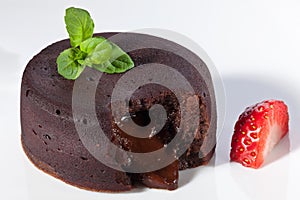 Chocolate fondant with strawberry