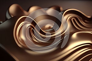 Chocolate in the form of endless calm waves background, abstract sweet chocolate, generated ai