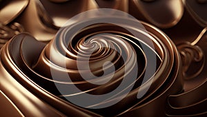 Chocolate in the form of endless calm waves background, abstract sweet chocolate background, generated ai