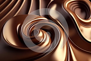 Chocolate in the form of endless calm waves background, abstract sweet background, generated ai