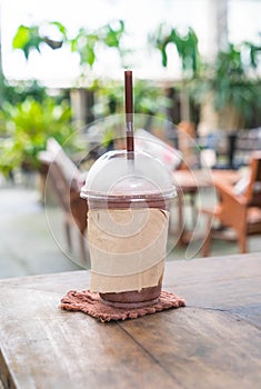 chocolate frappe in cafe photo
