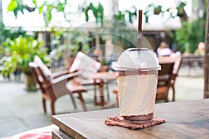 chocolate frappe in cafe photo