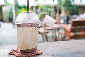 chocolate frappe in cafe photo