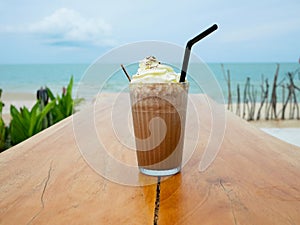 Chocolate frappe or chocolate ice blended