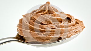 Chocolate frosting spoon dessert studio white background photo