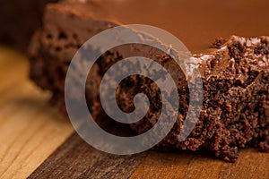 Chocolate Fudge Brownies on wood cutting board