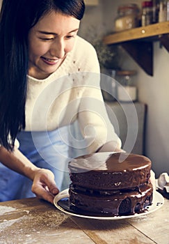 Chocolate fudge cake photography recipe idea