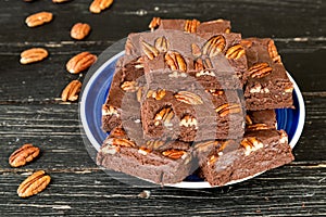 Chocolate fudge with pecan nuts