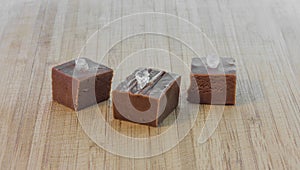 Chocolate fudge with salt crystal