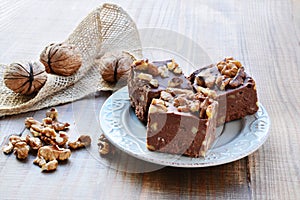 Chocolate fudge with walnuts