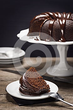 Chocolate Ganache Bundt Cake Slice photo
