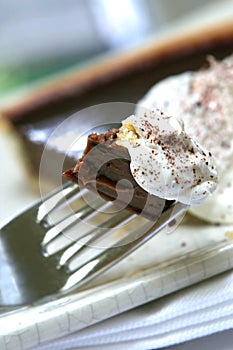 Chocolate gateux tart served