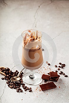 Chocolate glace coffee in a glass