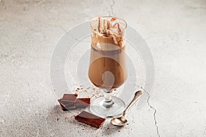 Chocolate glace coffee in a glass