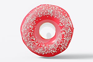 Chocolate glazed donut with sprinkles on a white background