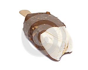 Chocolate glazed icecream escimo tasty isolated on the white