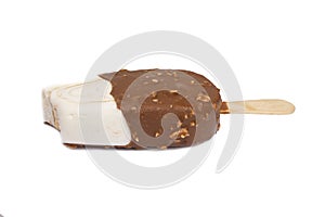 Chocolate glazed icecream escimo tasty isolated on the white