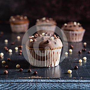 Chocolate glazed simple cupcakes