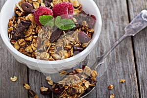 Chocolate granola for breakfast