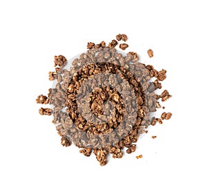 Chocolate Granola Pile Isolated, Cocoa Muesli Breakfast, Crunchy Cereals, Oatmeal Muesli