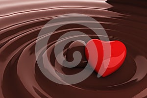 Chocolate heart in hot chocolate