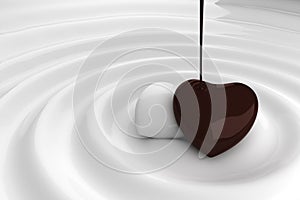 Chocolate heart in hot chocolate