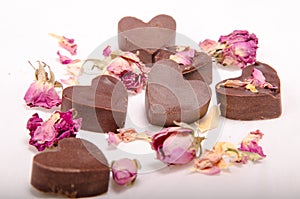 Chocolate hearts and roses