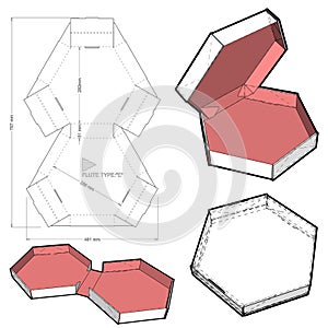 Chocolate Hexagonal Box and Die-cut Pattern.