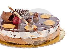 Chocolate ice cream cake with biscuits