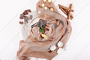 Chocolate Ice Cream Cookie Dessert Top Flat Lay
