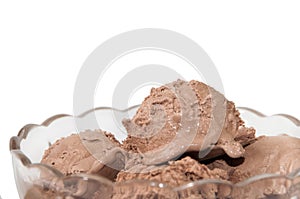 Chocolate ice cream in a crystal bowl