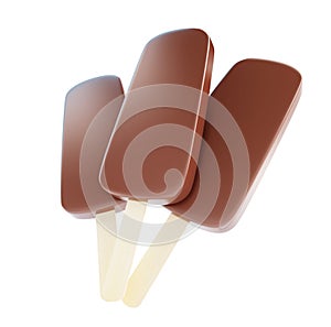 Chocolate ice cream on a white background