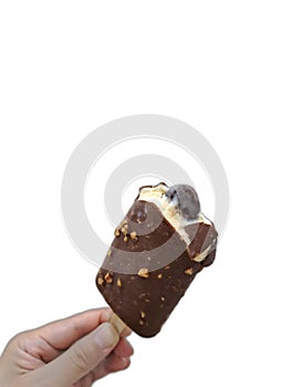 Chocolate ice cream in stick