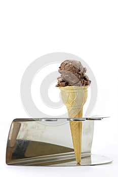 Chocolate ice cream in sugar cone