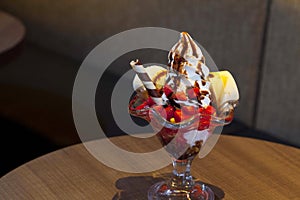 Chocolate Ice Cream Sundae in Parfait Glass