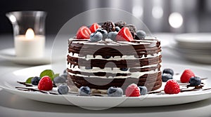 Chocolate Icebox Cake Photography - Generative AI