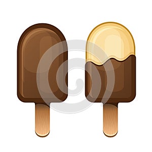 Chocolate Icecream Dessert Set on Wooden Stick