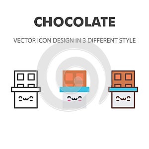 Chocolate icon. Kawai and cute food illustration. for your web site design, logo, app, UI. Vector graphics illustration and